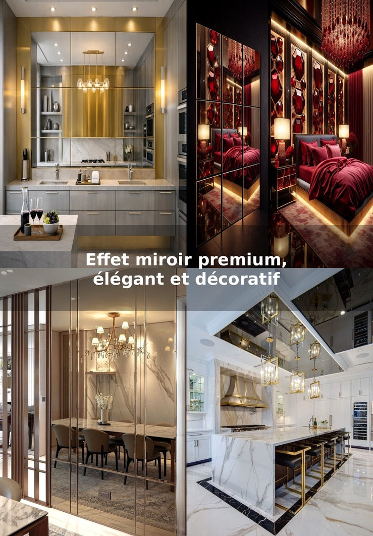 Plaque Décorative Aluminium Effet Miroir Or – 60 × 40 cm – 3 mm – Incassable – Décoration Murale Intérieure