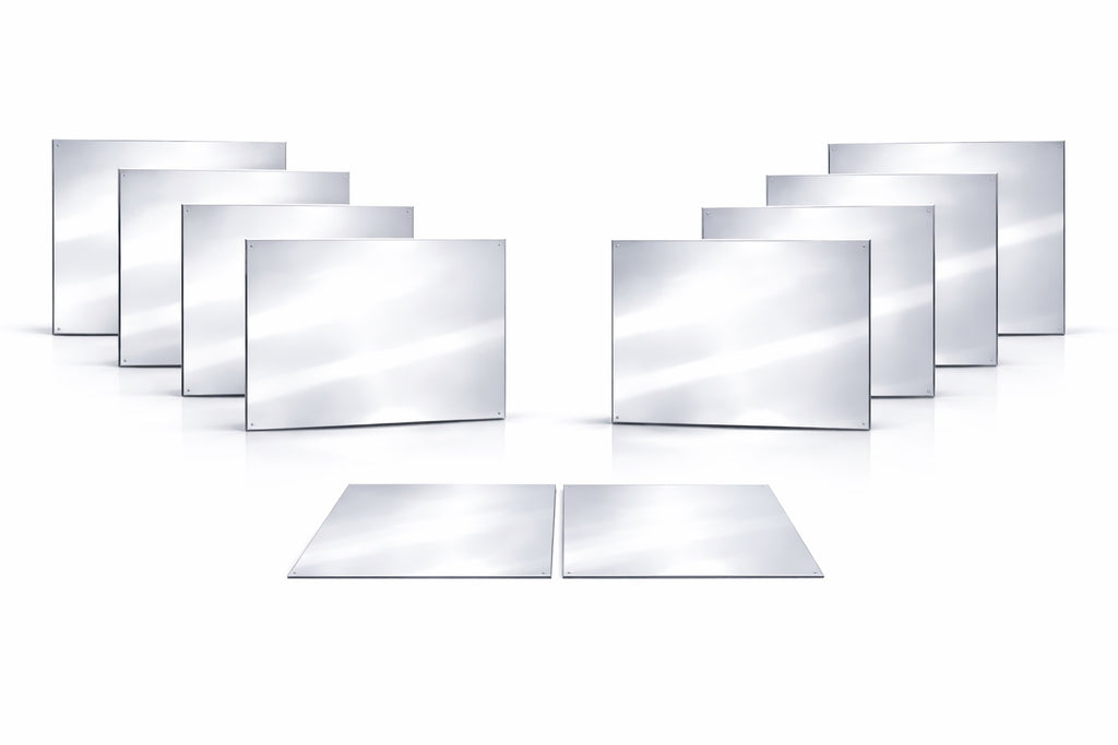 Pack de 14 Plaques Décoratives Aluminium Effet Miroir Argent – (60 × 40 cm) (épaisseur : 3 mm) – Incassable – Décoration Murale Intérieure