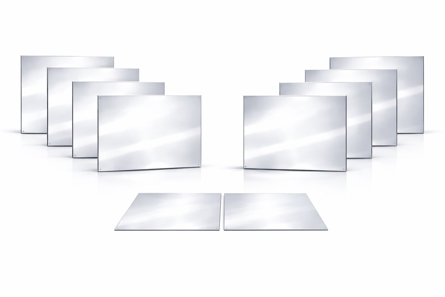 Pack de 14 Plaques Décoratives Aluminium Effet Miroir Argent – (60 × 40 cm) (épaisseur : 3 mm) – Incassable – Décoration Murale Intérieure