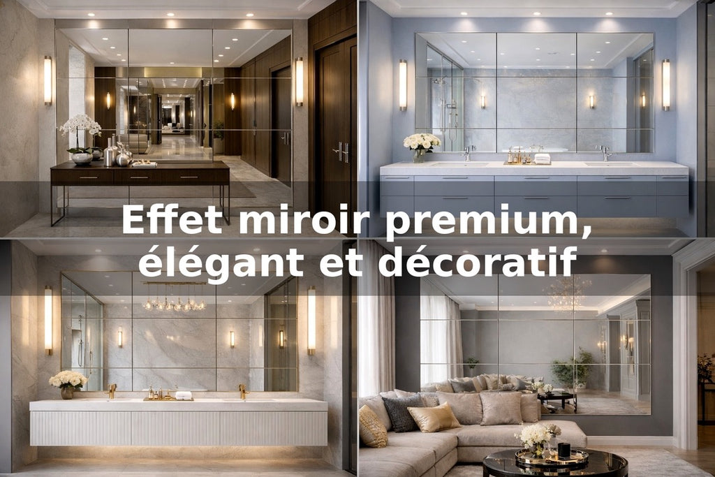 Pack de 14 Plaques Décoratives Aluminium Effet Miroir Argent – 60 × 40 cm – 3 mm – Incassable – Décoration Murale Intérieure