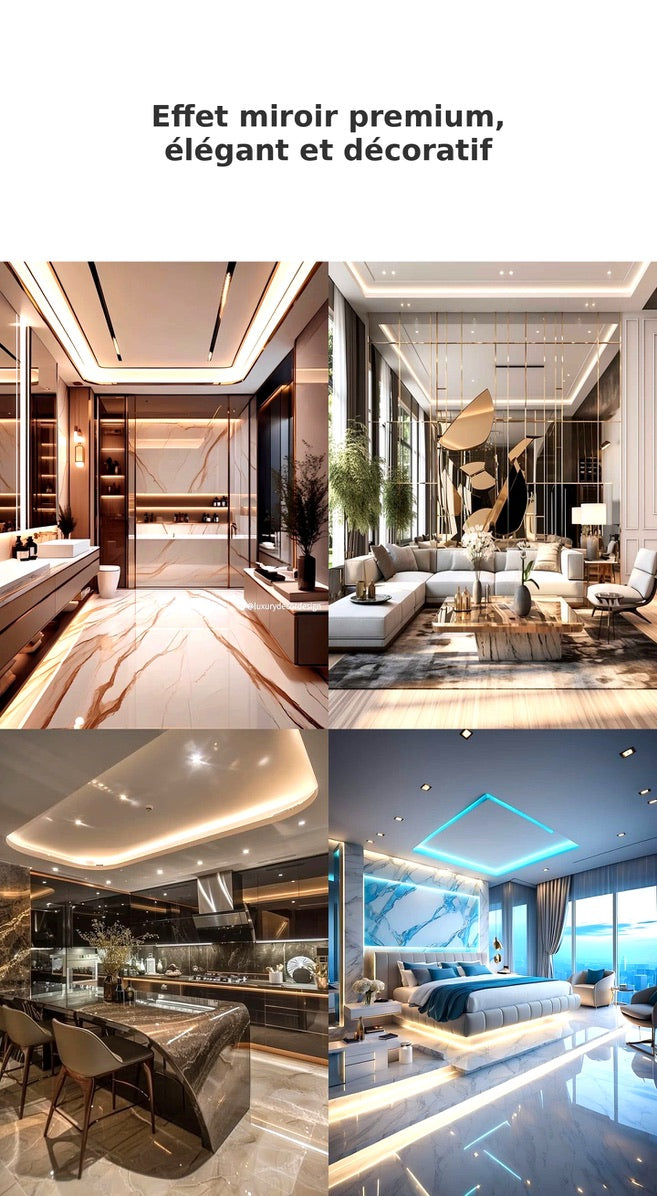 Pack de 14 Plaques Décoratives Aluminium Effet Miroir Argent – 60 × 40 cm – 3 mm – Incassable – Décoration Murale Intérieure