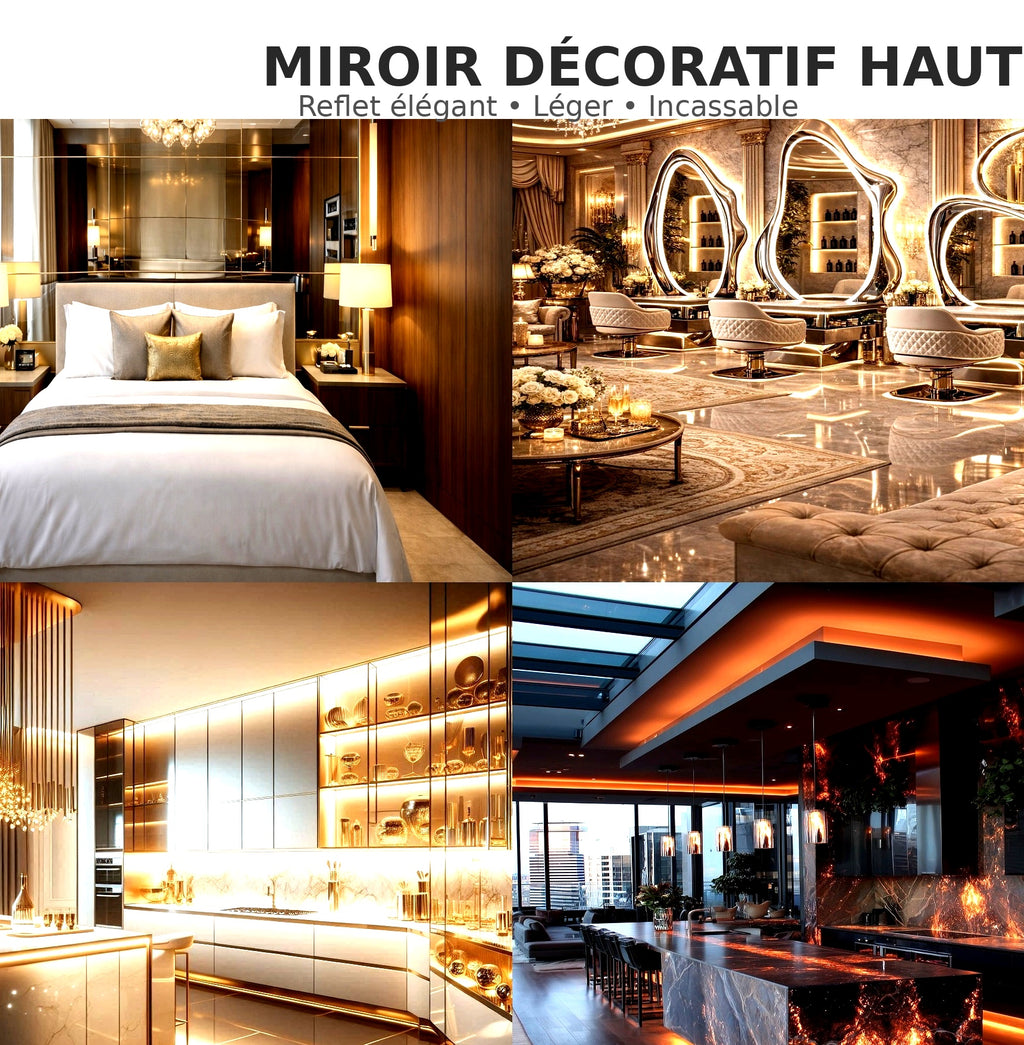 Plaque Décorative Aluminium Effet Miroir Or – 60 × 40 cm – 3 mm – Incassable – Décoration Murale Intérieure