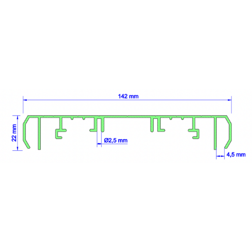 Profilé Caisson Aluminium Double Face - Fixe 140 mm Brut - L. 6,15m