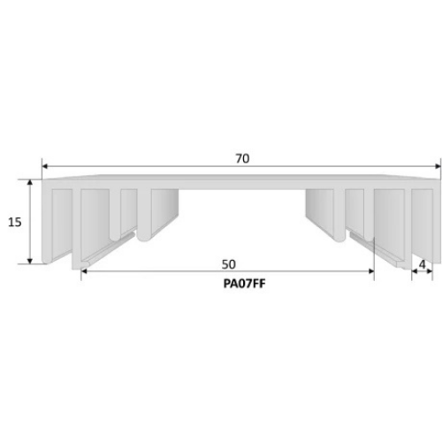 Profilé Caisson Aluminium Simple Face - Fixe 70mm Brut - L. 5,90m