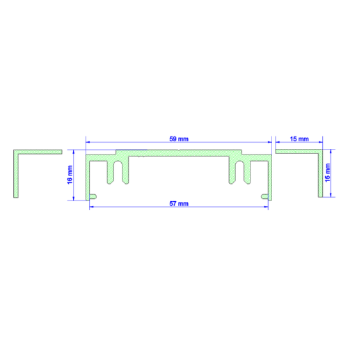 Profilé Caisson Aluminium Simple Face - Démontable 70mm Brut - L. 6,15m