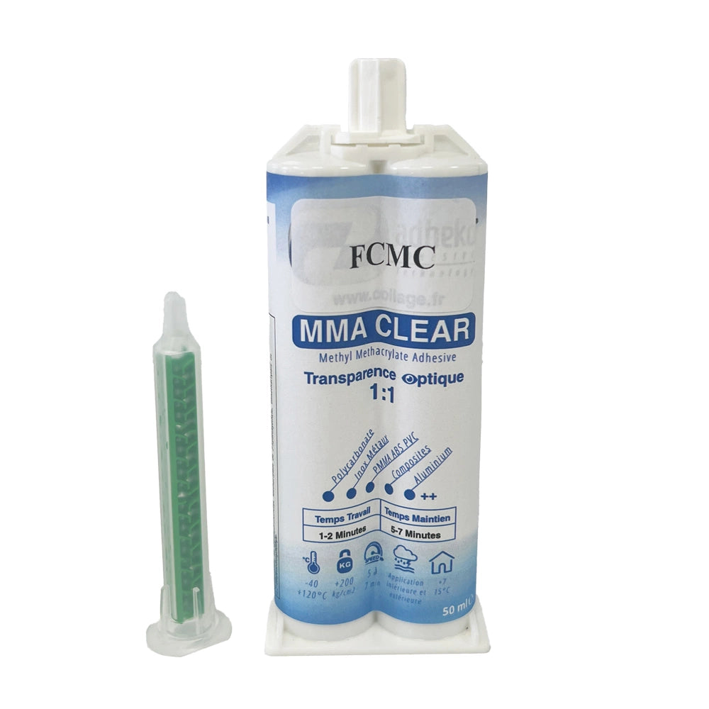 Colle Méthacrylate Bi-Compo Transparente 50ml +buse
