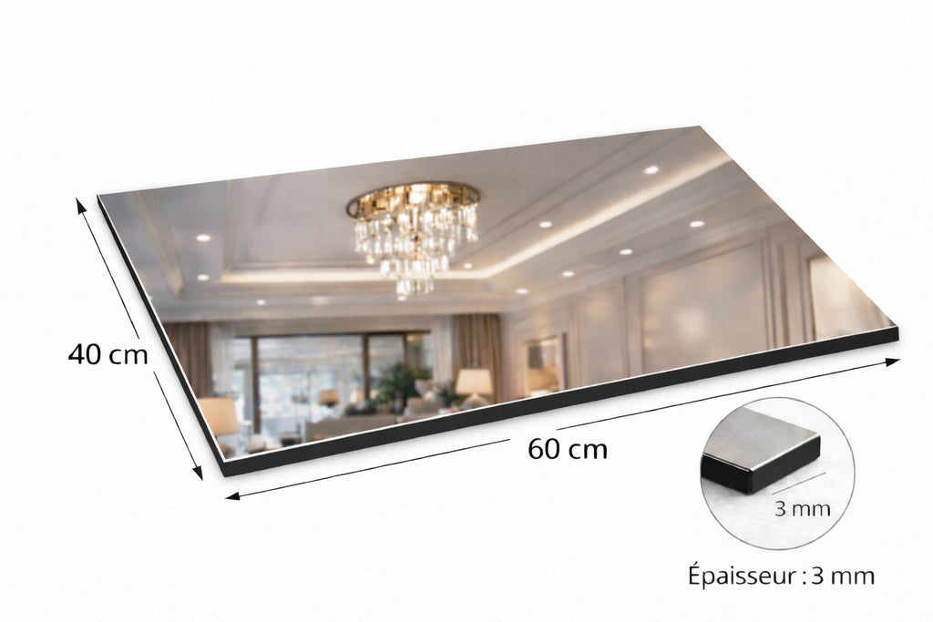 Pack de 14 Plaques Décoratives Aluminium Effet Miroir Argent – 60 × 40 cm – 3 mm – Incassable – Décoration Murale Intérieure